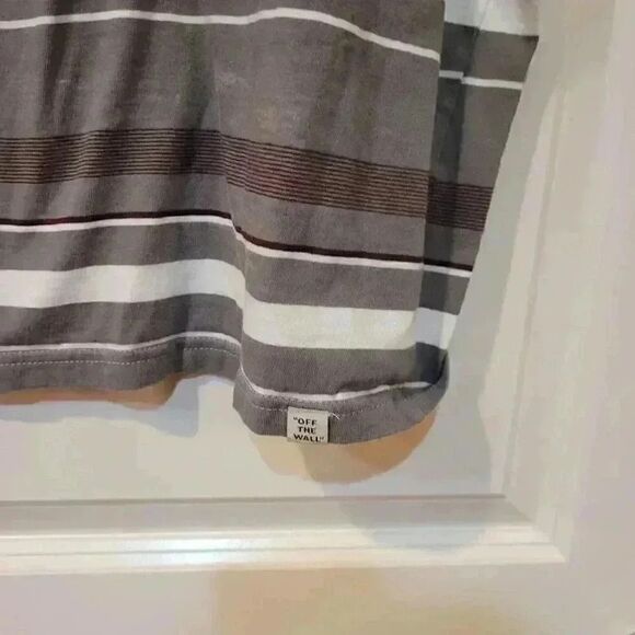 Vans Men's Gray/White/Purple & Brown Color Striped Cotton T-Shirt - Picture 6 of 11